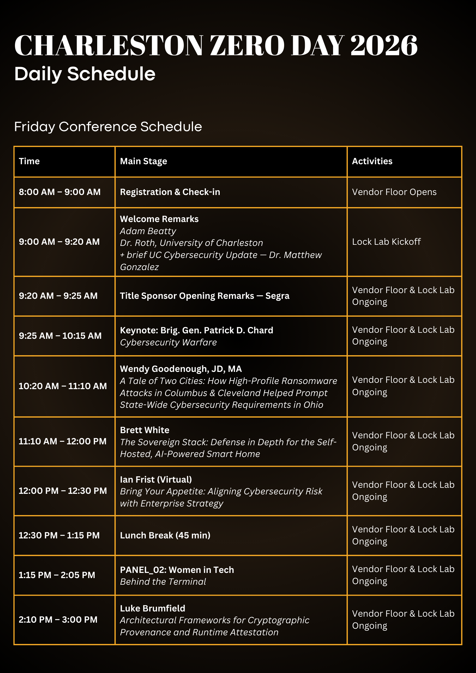 Conference Schedule Page 1